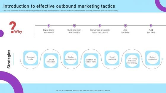 Inbound And Outbound Marketing Tactics Introduction To Effective Outbound Elements PDF