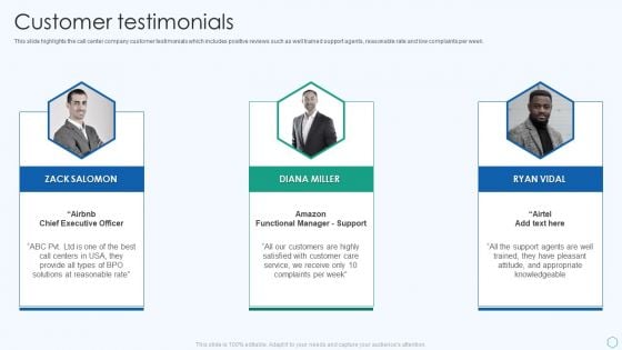 Inbound And Outbound Services Business Profile Customer Testimonials Rules PDF