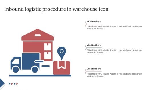 Inbound Logistic Procedure In Warehouse Icon Ideas PDF