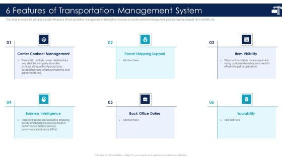 Inbound Logistics And Supply Chain Introduction 6 Features Of Transportation Demonstration PDF