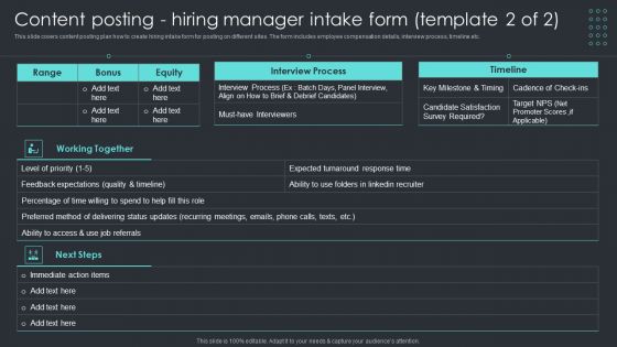 Inbound Recruiting Methodology Content Posting Hiring Manager Intake Form Brochure PDF
