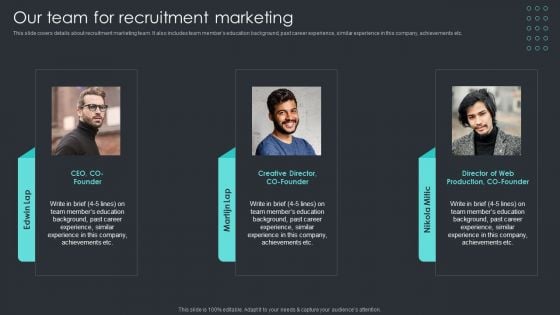 Inbound Recruiting Methodology Our Team For Recruitment Marketing Brochure PDF