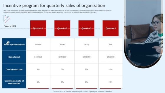 Incentive Program For Quarterly Sales Of Organization Themes PDF