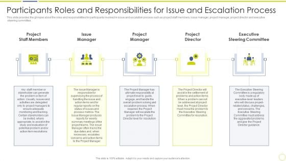 Incident And Issue Management Procedure Participants Roles And Responsibilities For Issue Ppt Infographics Display PDF