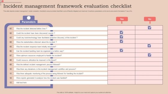 Incident Management Framework Evaluation Checklist Topics PDF Incident Management Framework Evaluation Checklist Topics PDF