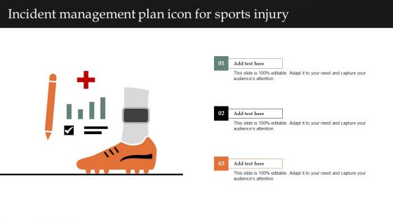 Incident Management Plan Icon For Sports Injury Graphics PDF