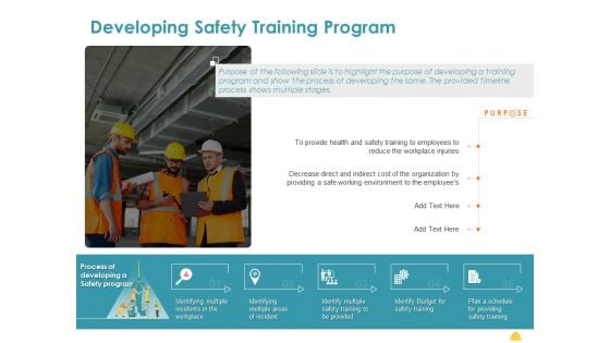Incident Management Process Safety Developing Safety Training Program Slides PDF