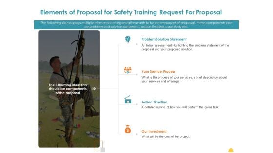 Incident Management Process Safety Elements Of Proposal For Safety Training Request Brochure PDF