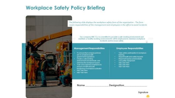 Incident Management Process Safety Workplace Safety Policy Briefing Introduction PDF