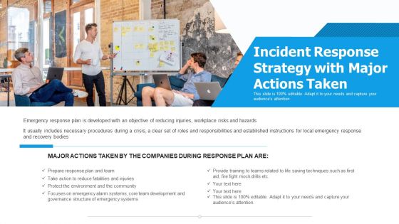 Incident Response Strategy With Major Actions Taken Ppt PowerPoint Presentation File Topics PDF