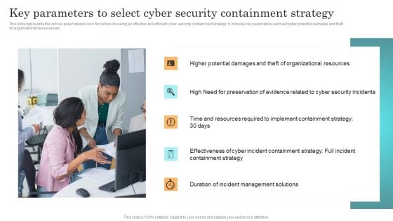 Incident Response Techniques Deployement Key Parameters To Select Cyber Security Containment Strategy Information PDF