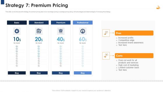 Income Management Tool Strategy 7 Premium Pricing Icons PDF