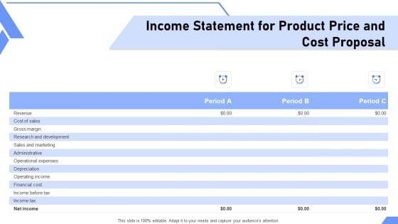 Income Statement For Product Price And Cost Proposal Ppt Styles Examples PDF