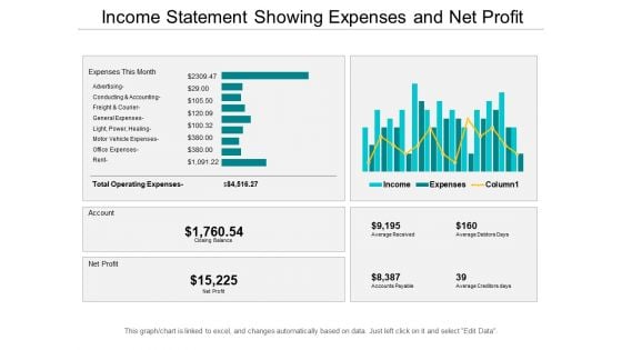 Income Statement Showing Expenses And Net Profit Ppt PowerPoint Presentation Slides Example