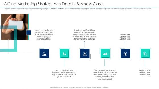 Incorporating Offline Marketing Offline Marketing Strategies In Detail Business Cards Icons PDF