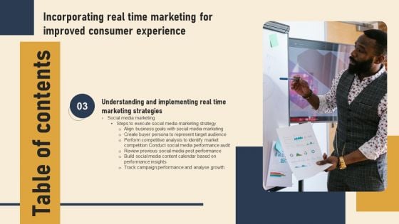 Incorporating Real Time Marketing For Improved Consumer Experience Tables Of Content Demonstration PDF