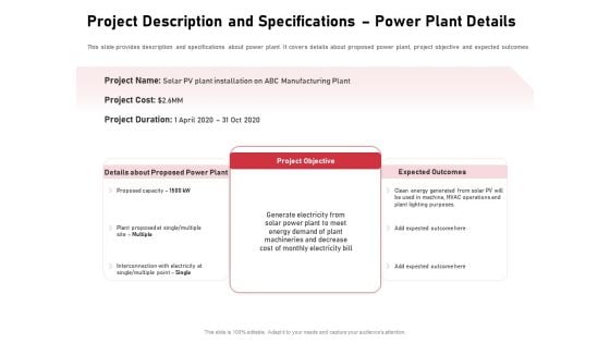 Incorporating Solar PV Commercial Building Project Description And Specifications Power Plant Details Topics PDF