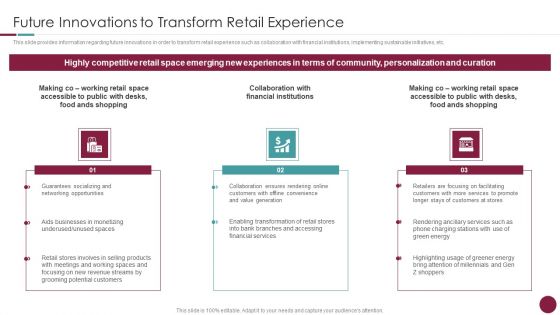 Incorporation Of Experience Future Innovations To Transform Retail Experience Designs PDF