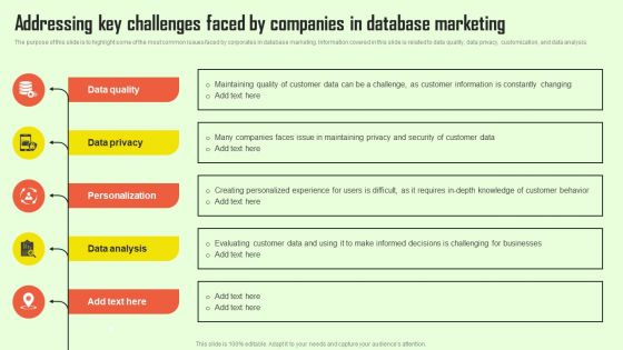 Increasing Consumer Engagement With Database Addressing Key Challenges Faced By Companies Infographics PDF