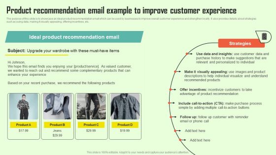 Increasing Consumer Engagement With Database Product Recommendation Email Example Themes PDF
