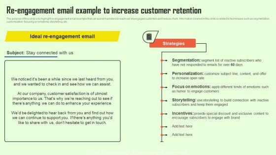 Increasing Consumer Engagement With Database Re Engagement Email Example To Increase Guidelines PDF