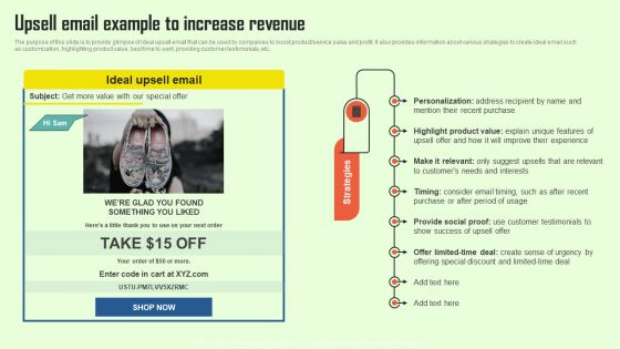 Increasing Consumer Engagement With Database Upsell Email Example To Increase Revenue Graphics PDF
