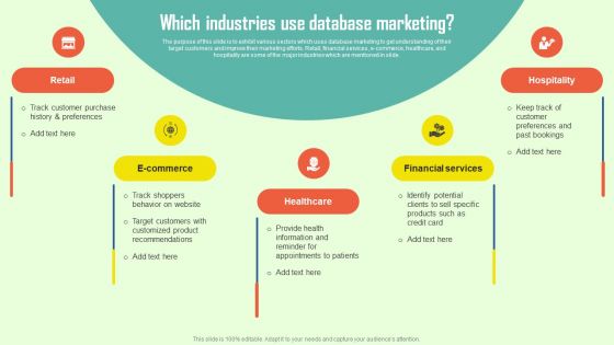 Increasing Consumer Engagement With Database Which Industries Use Database Marketing Themes PDF