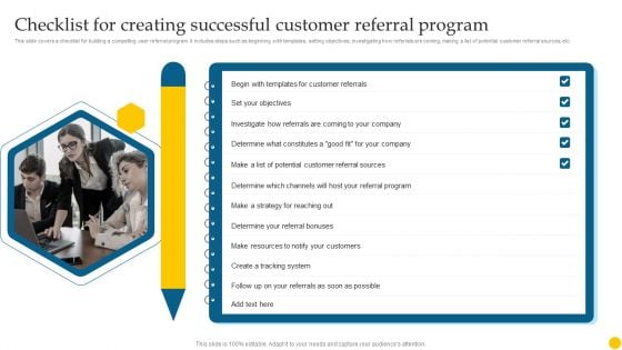 Increasing Customer Checklist For Creating Successful Customer Referral Program Topics PDF