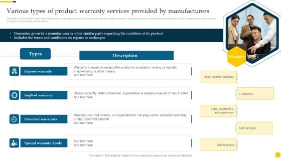 Increasing Customer Various Types Of Product Warranty Services Provided By Manufacturers Structure PDF