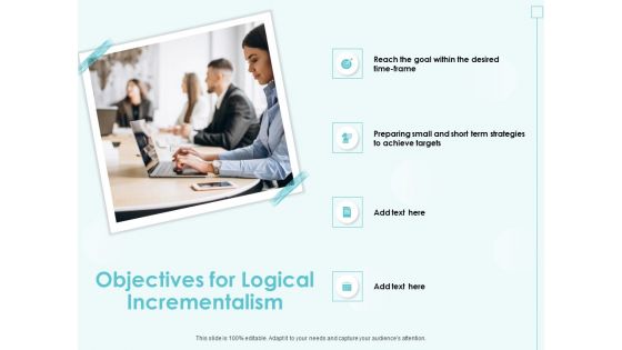 Incremental Planning In Decision Making Objectives For Logical Incrementalism Infographics PDF