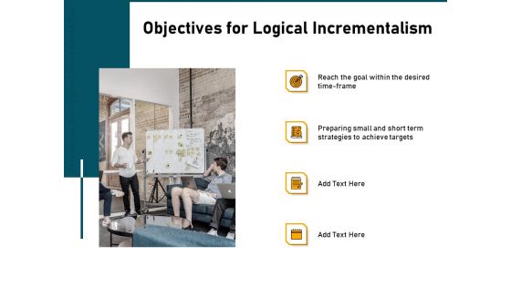Incrementalism Strategy Objectives For Logical Incrementalism Ppt Ideas Styles PDF