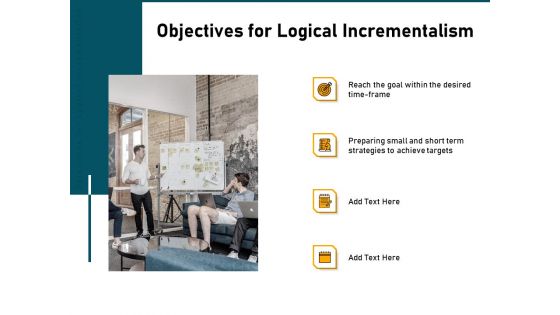 Incrementalism Strategy Objectives For Logical Incrementalism Ppt Ideas Styles PDF