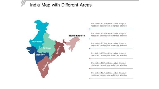 India Map With Different Areas Ppt Powerpoint Presentation Summary Smartart
