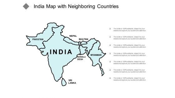 India Map With Neighbouring Countries Ppt Powerpoint Presentation Slides Graphics