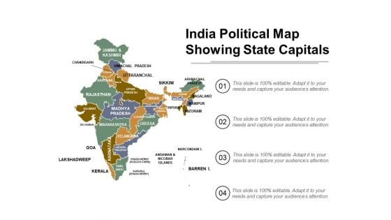 India Political Map Showing State Capitals Ppt Powerpoint Presentation Infographic Template Templates