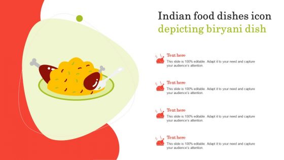 Indian Food Dishes Icon Depicting Biryani Dish Ppt PowerPoint Presentation Background Image PDF