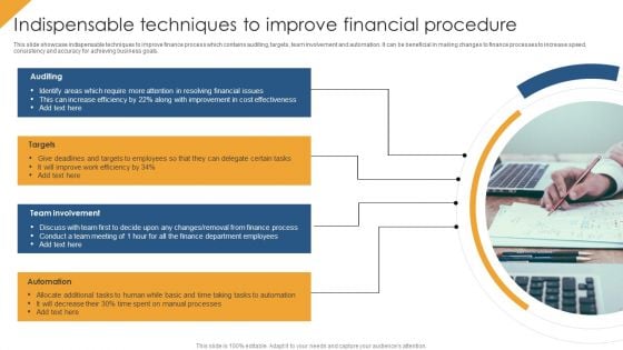 Indispensable Techniques To Improve Financial Procedure Clipart PDF