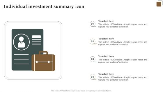 Individual Investment Summary Icon Template PDF
