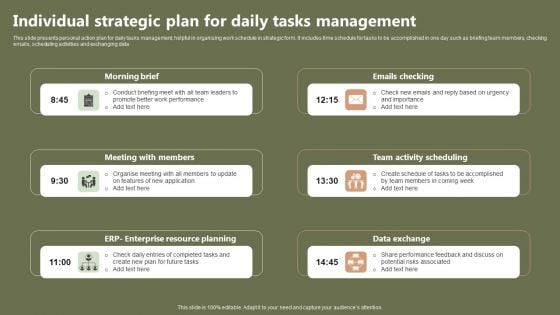 Individual Strategic Plan For Daily Tasks Management Ideas PDF Individual Strategic Plan For Daily Tasks Management Ideas PDF