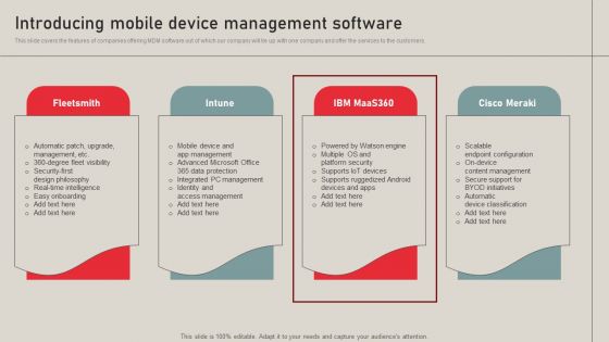 Individualized Pricing Approach For Managed Services Introducing Mobile Device Management Software Themes PDF