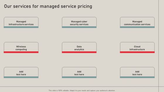 Individualized Pricing Approach For Managed Services Our Services For Managed Service Pricing Download PDF