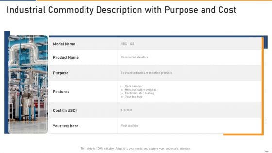 Industrial Commodity Description With Purpose And Cost Background PDF