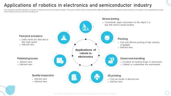 Industrial Robots System Applications Of Robotics In Electronics And Semiconductor Inspiration PDF