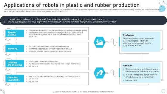 Industrial Robots System Applications Of Robots In Plastic And Rubber Production Demonstration PDF