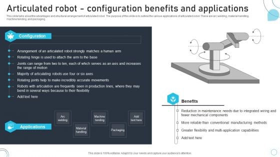 Industrial Robots System Articulated Robot Configuration Benefits And Applications Brochure PDF