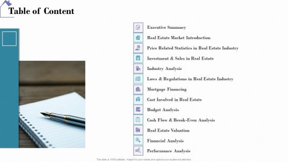 Industry Analysis Of Real Estate And Construction Sector Table Of Content Sample PDF