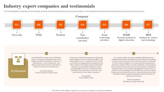 Industry Expert Companies And Testimonials Formats PDF Industry Expert Companies And Testimonials Formats PDF