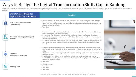 Industry Transformation Approaches Banking Sector Employee Development Ways To Bridge The Digital Transformation Information PDF