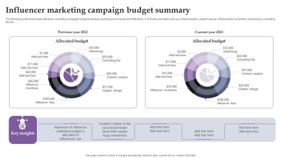 Influencer Marketing Campaign Budget Summary Ppt Icon Deck PDF