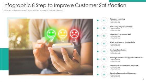 Infographic 8 Step To Improve Customer Satisfaction Ppt PowerPoint Presentation Portfolio Images PDF